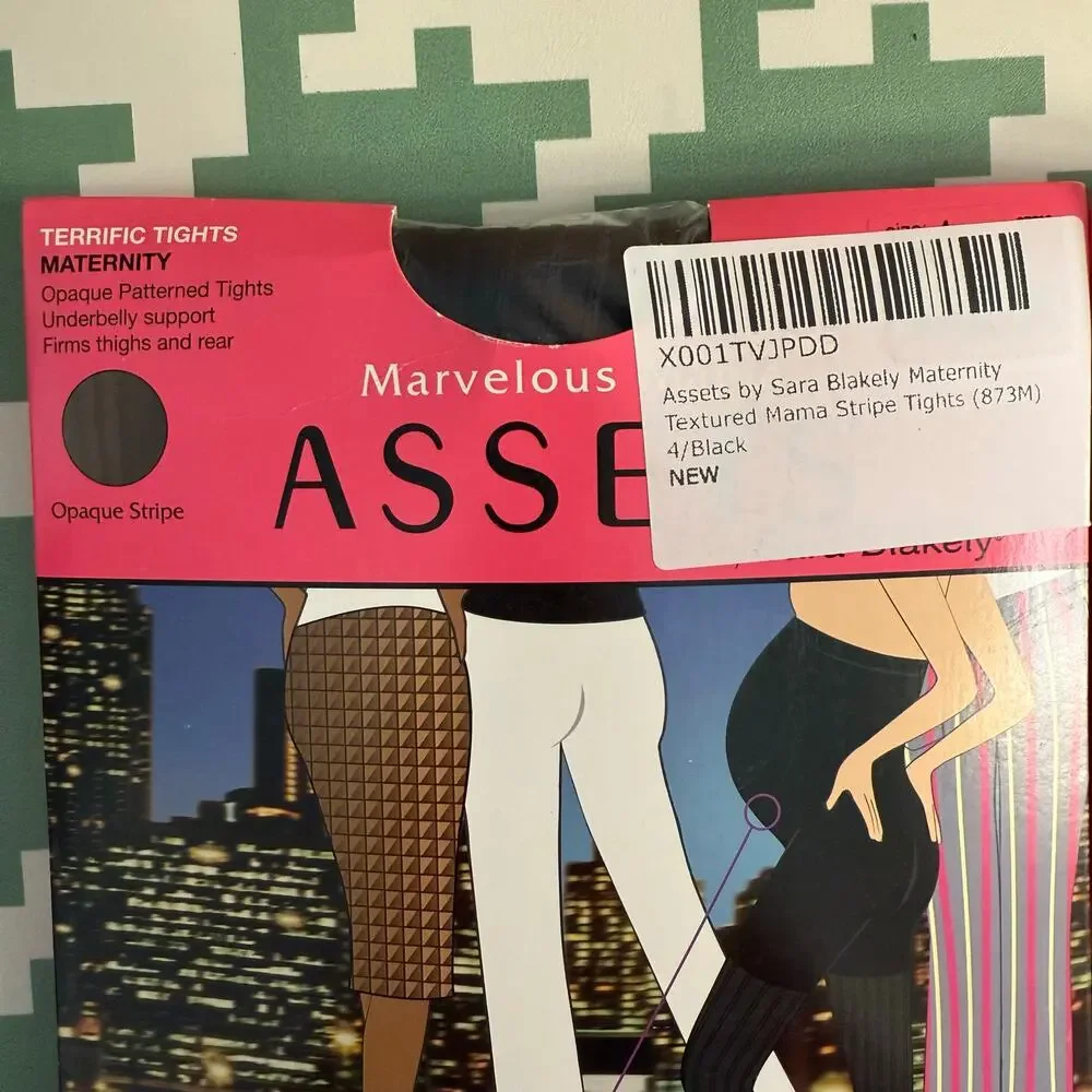 Spanx Maternity Tights Pantyhose Hosiery Textured Stripe Black Size 3 & 4 NWT